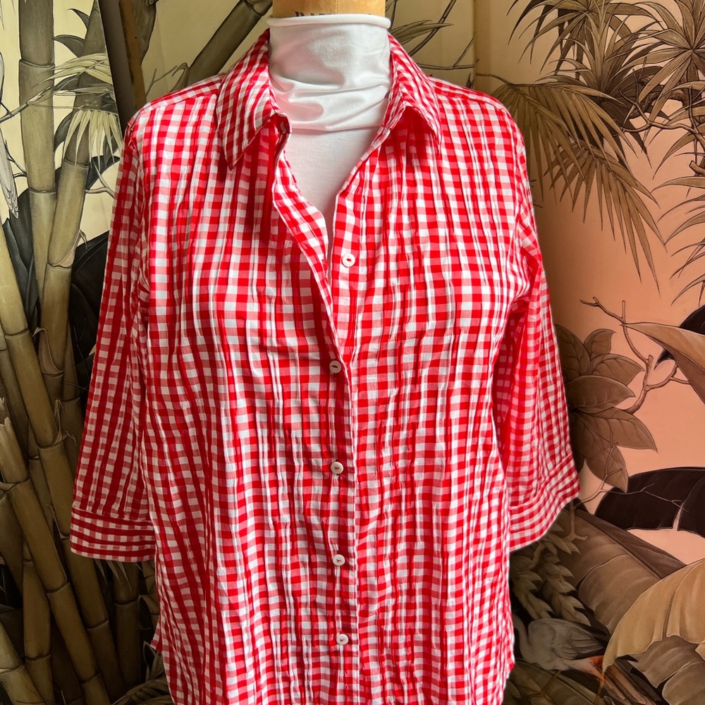 Foxcroft Red and White checkered Shirt